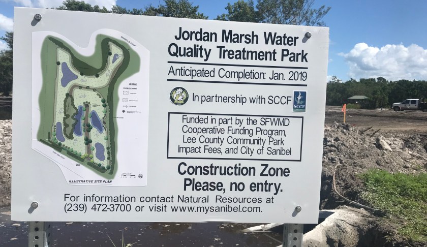 Jordan Marsh Water Quality Treatment Park sign. Photo via Taylor Bisacky.