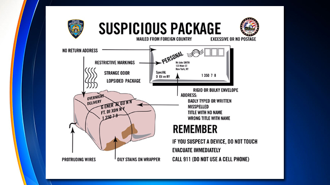 How to tell if a package may be dangerous. Photo via CBS News.