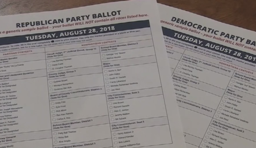 Ballots in midterm elections. Photo via WINK News.