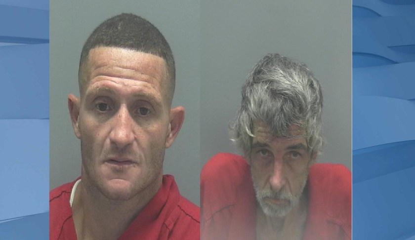 Benny Barnes, 40, and Richard Renney, 53, who were arrested on Saturday during a traffic stop. Photo via LCSO.