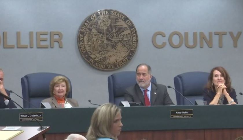 Collier County commissioners in session. Photo via WINK News.