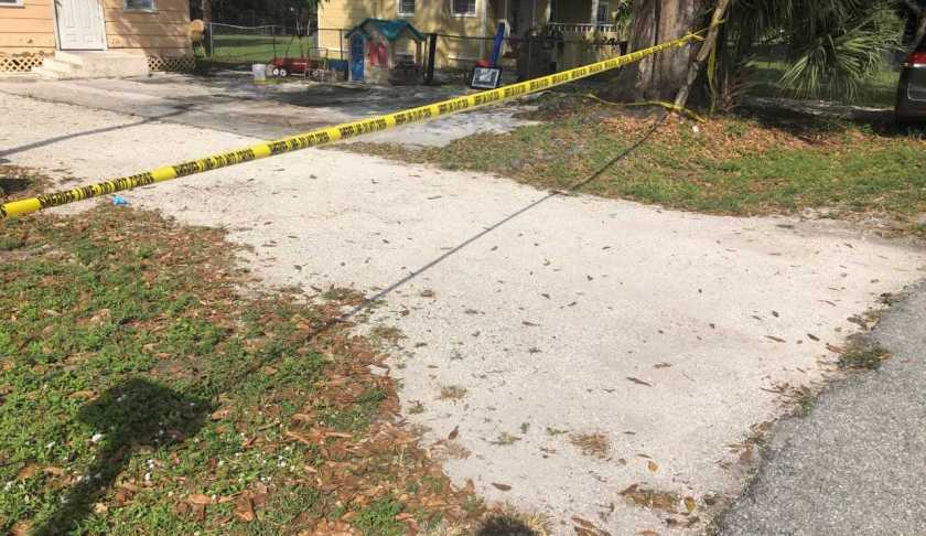 Fort Myers residential driveway where an incident with a child and a vehicle occurred on Sunday morning. Photo via FHP.