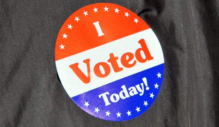 A voting sticker presented to a constituent after casting a ballot. Photo via CBS News.