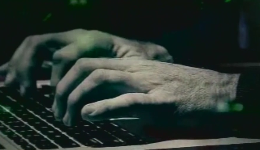Person typing on the computer.