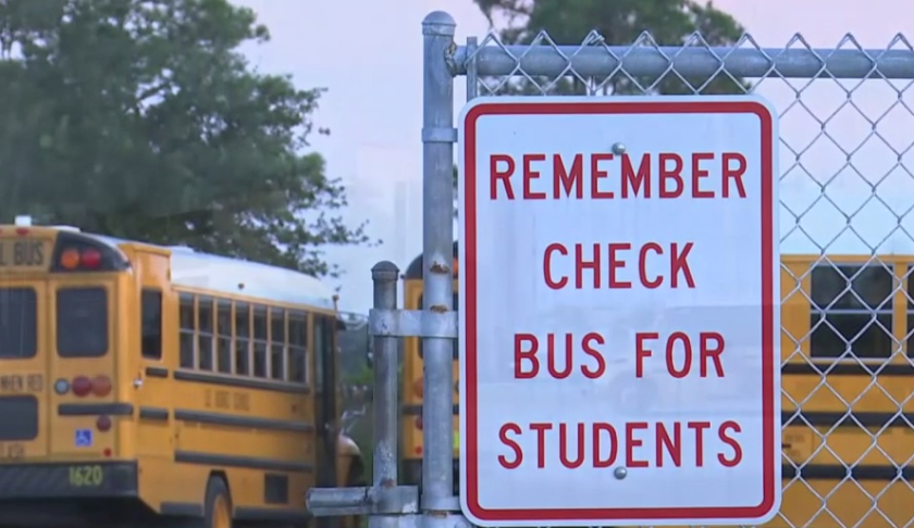 Sign reminds drivers to be alert to student safety. Photo via WINK News.