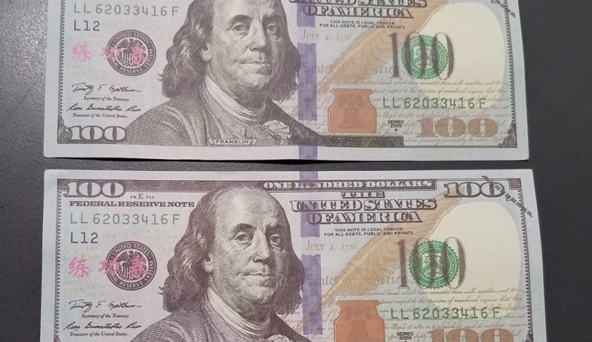 Federal reserve note replicas, front. Photo via CCSO.