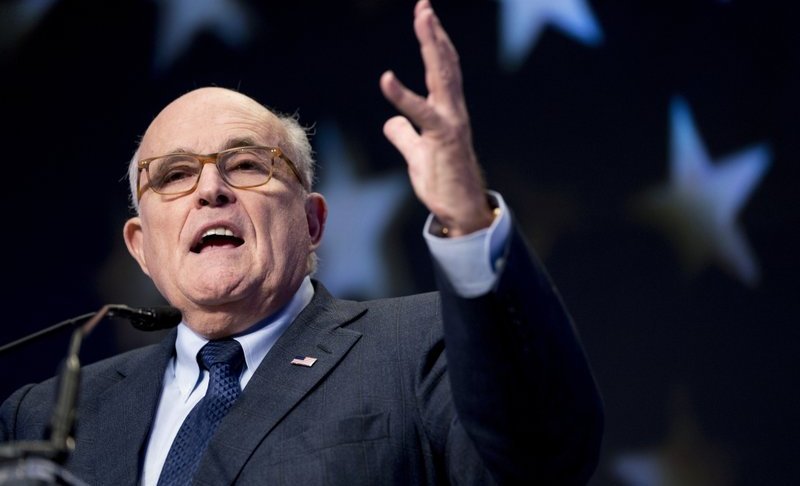 In this May 5, 2018, file photo, Rudy Giuliani, an attorney for President Donald Trump, speaks at the Iran Freedom Convention for Human Rights and democracy in Washington. Photo via AP.