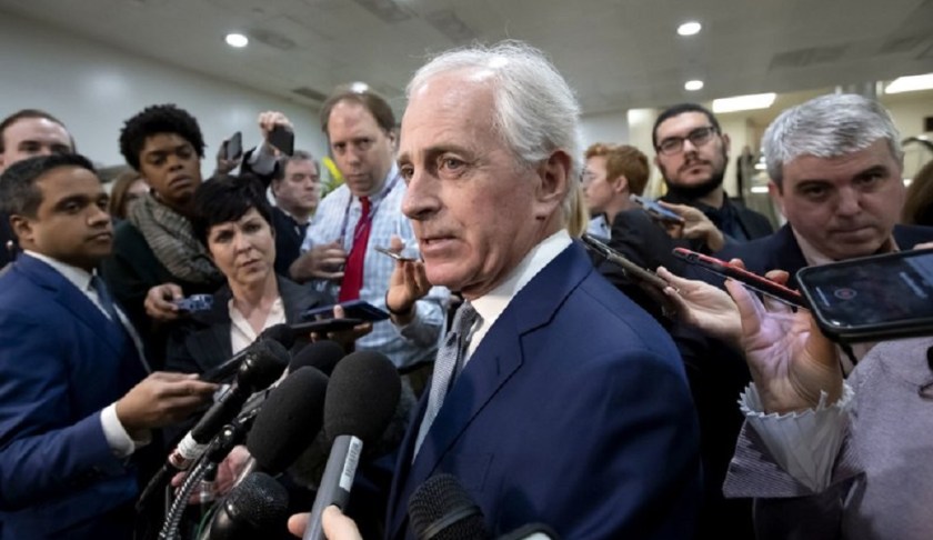 Bob Corker 1 of 2 FILE - In this Dec. 4, 2018, file photo, Sen. Bob Corker, R-Tenn., speaks to reporters at the Capitol in Washington. President Donald Trump’s most prominent GOP critics on Capitol Hill are days away from completing their Senate careers, raising the question of who will take their place as willing to publicly criticize a president who remains popular with Republican voters. Sens. Jeff Flake of Arizona and Bob Corker of Tennessee engaged in a war of words with the president on myriad issues over the past 18 months, generating headlines and fiery tweets from a president who insists on getting the last word. Photo via AP/J. Scott Applewhite, File.