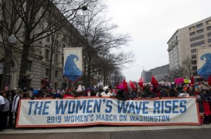 Demonstrators march on Pennsylvania Av. during the women's march in Washington on Saturday, Jan. 19, 2019. Photo via AP/Jose Luis Magana.