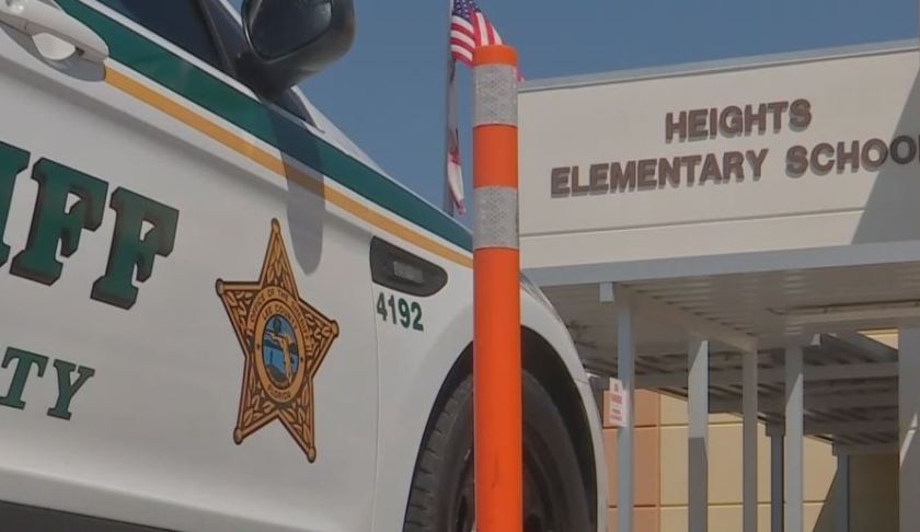 Police presence at a Lee County elementary school. Photo via WINK News.