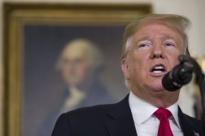 President Donald Trump speaks about the partial government shutdown, immigration and border security in the Diplomatic Reception Room of the White House, in Washington, Saturday, Jan. 19, 2019. Photo via AP.