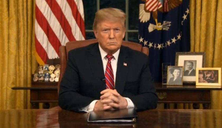 President Trump delivers an Oval Office address on Tuesday, Jan. 8, 2018. Photo via WINK News.