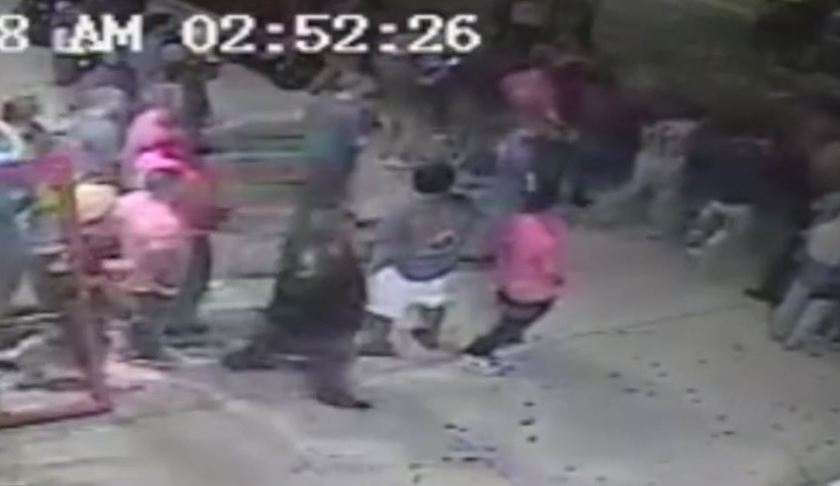 Security footage captures a portion of the outside brawl. Photo via WINK News.