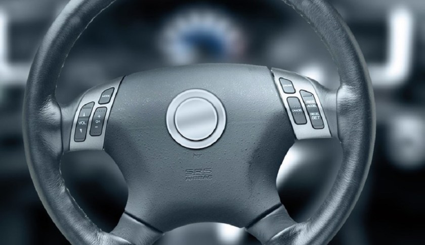 Toyota vehicle steering wheel. Photo via CBS.
