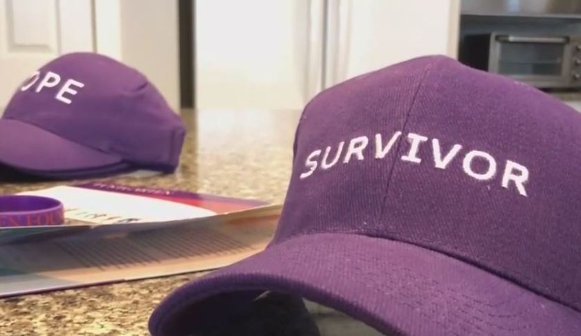 A hat acknowledging survivors of a deadly cancer. (WINK News photo)