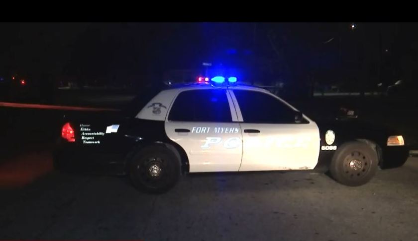 FMPD vehicle at the scene of a drive-by shooting in Fort Myers,.