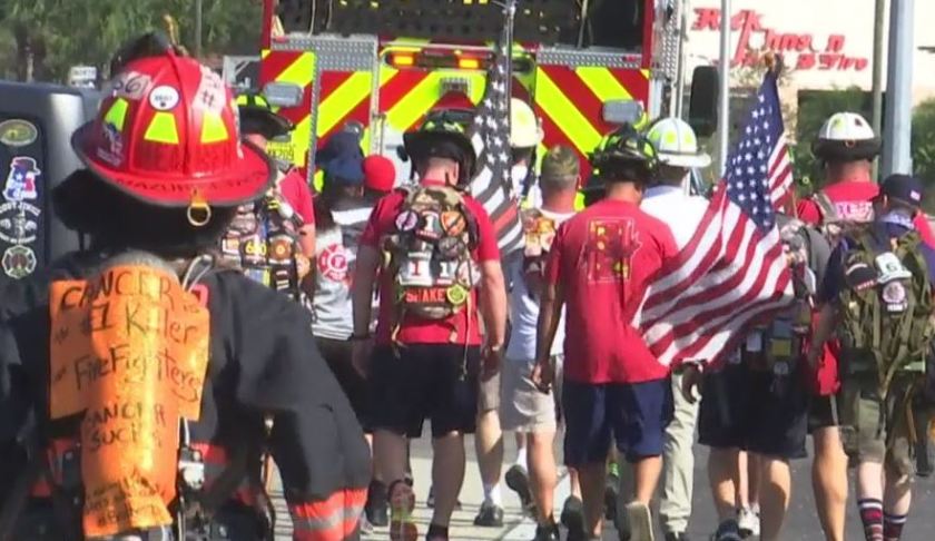 People walk to raise awareness for Florida firefighters. (WINK News photo)
