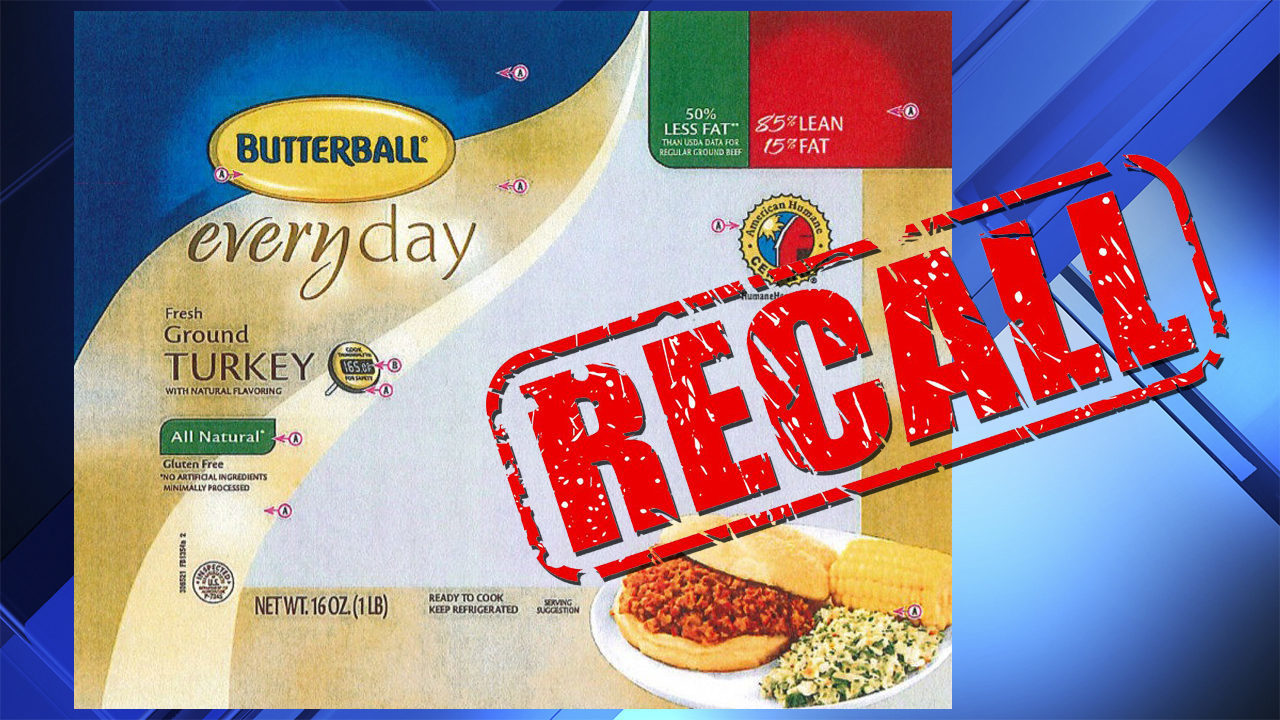 Butterball recalls 39 tons of turkey possibly contaminated with