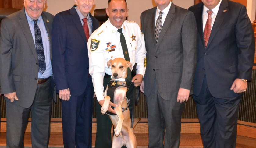Deputy Chance meets commissioners. (Credit: LCSO)