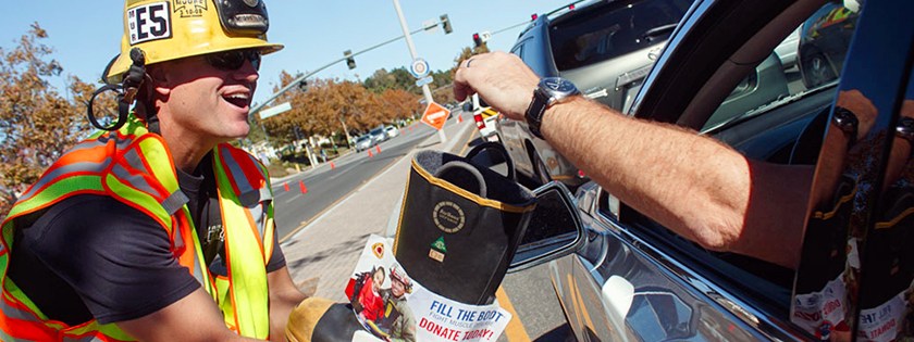 Fill the Boot campaign donation. (Credit: Muscular Dystrophy Association)