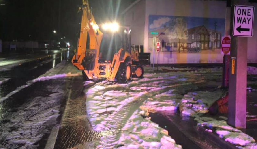 Hail falls in Trenton. (Credit: City of Trenton Public Safety Department)