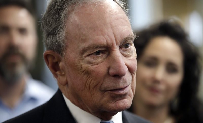 FILE - In this Jan. 29, 2019 file photo, Michael Bloomberg speaks to workers during a tour of the WH Bagshaw Company, a pin and precision component manufacturer, in Nashua, N.H. Bloomberg is not running for president. The 77-year-old former New York City mayor, one of the richest men of the world, announced his decision not to join the crowded Democratic field in a Bloomberg News editorial on Tuesday, March 5, 2019. (AP Photo/Elise Amendola, File)