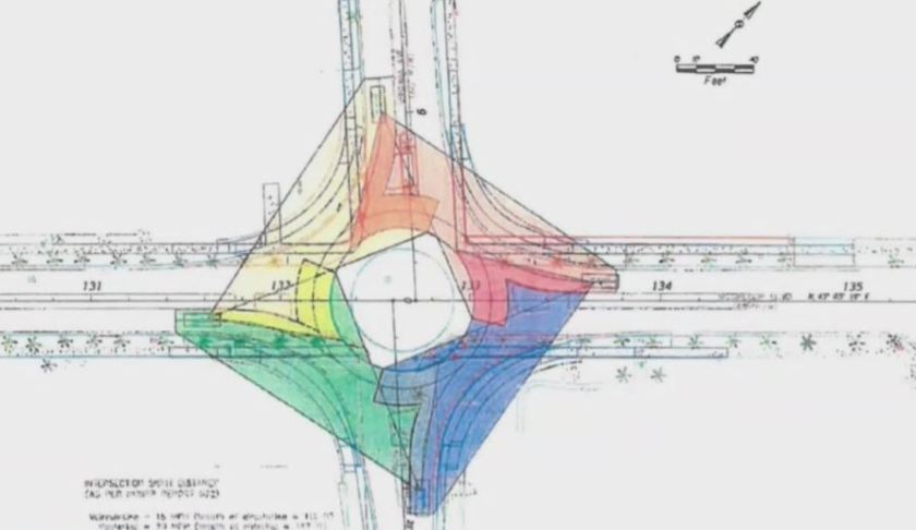 Portion of blueprints for the proposed roundabout. (Credit: WINK News)