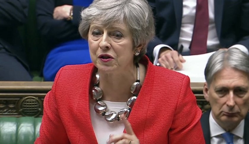 In this grab taken from video, Britain''s Prime Minister Theresa May speaks during the Brexit debate in the House of Commons, London, Tuesday March 12, 2019. Britain's attorney general punctured Prime Minister Theresa May's hopes of winning backing for her Brexit deal Tuesday, saying last-minute changes secured from the European Union didn't give Britain the power to cut itself free of ties to the bloc. (House of Commons/PA via AP)