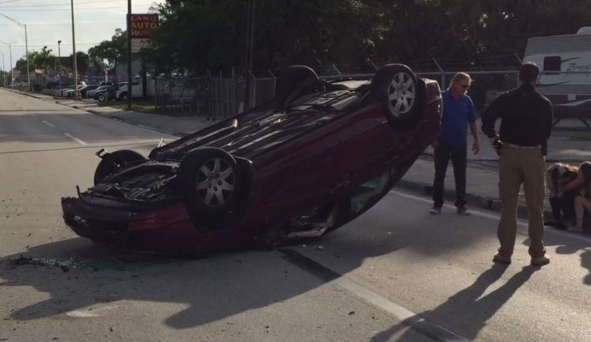 FILE: Rollover crash on Palm Beach Blvd. on March 21, 2019. (Credit: WINK News/FILE)