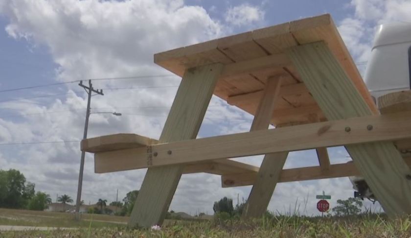 Bench for students to sit at while waiting for their bus to school. (Credit: WINK News)