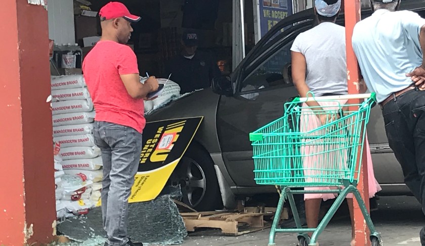 Car slams into Fowler Meat, Fish & Produce in Fort Myers. (Credit: Maria Palmeri/WINK News)