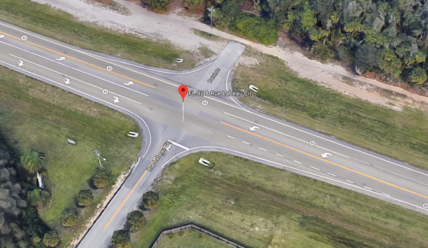 Crash at SR 82 and Rue Labeau Cir in Fort Myers. (Credit: Google Maps)