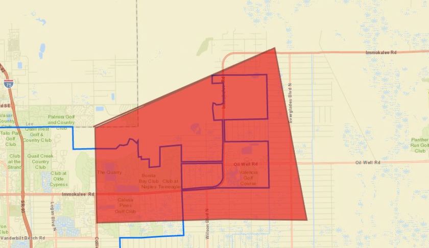 Emergency shut down precautionary boil water order area. (Credit: Collier County)