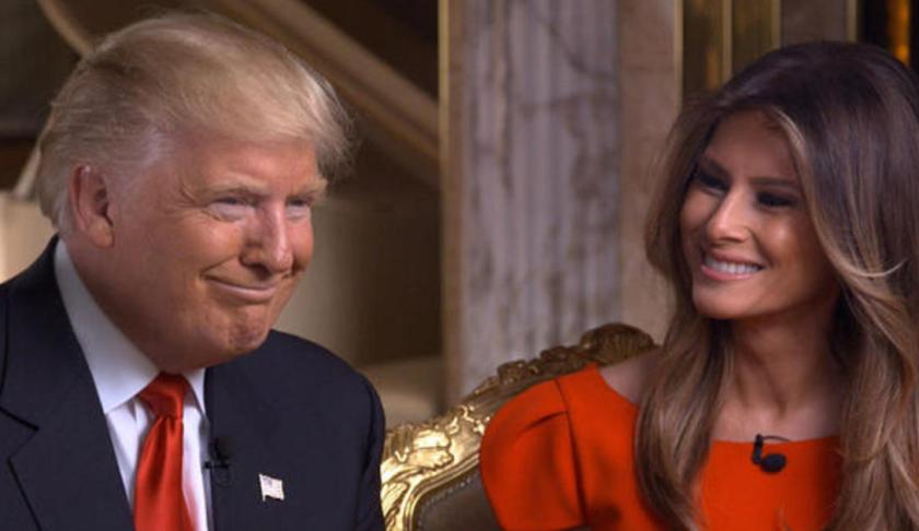 Melania Trump with her husband. (Credit: CBS News)