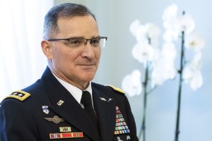 FILE - In this March 16, 2017, file photo, NATO's Supreme Allied Commander Europe, Army Gen. Curtis Scaparrotti arrives for a meeting in Vilnius, Lithuania. The deep chill in U.S.-Russian relations is stirring concern in some quarters that Washington and Moscow are in danger of stumbling into an armed confrontation that, by mistake or miscalculation, could lead to nuclear war. “During the Cold War, we understood each other’s signals. We talked,” says Scaparrotti, who is about to retire. “I’m concerned that we don’t know them as well today.” (AP Photo/Mindaugas Kulbis, File)