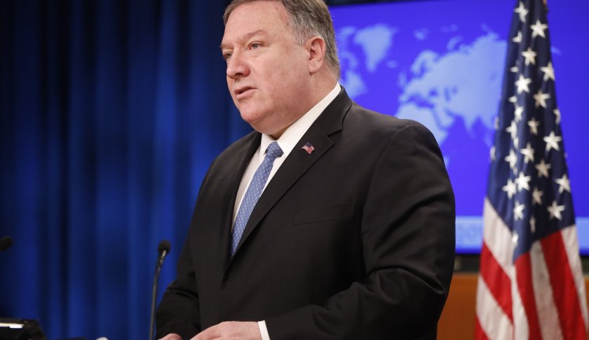 Secretary of State Mike Pompeo speaks during a news conference at the State Department in Washington, Wednesday, April 17, 2019. The Trump administration announced that it's allowing lawsuits against foreign companies operating in properties seized from Americans in Cuba, a major policy shift that has angered European and other allies.(AP Photo/Pablo Martinez Monsivais)