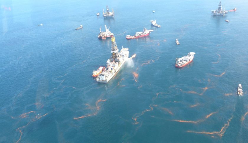 FILE: The Deepwater Horizon oil spill in the Gulf of Mexico as seen from the air on May 20, 2010. (Credit: NOAA/FILE)