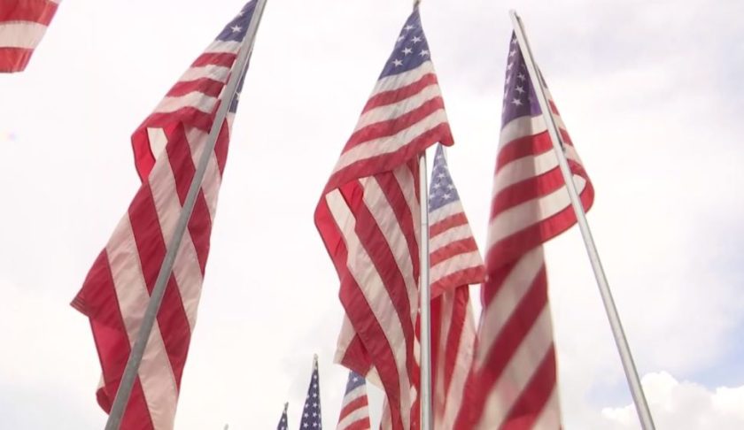 American flags at a Charlotte County park. (Credit: WINK News)