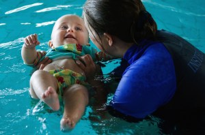 Baby learning to swim. (Credit: CBS Miami)