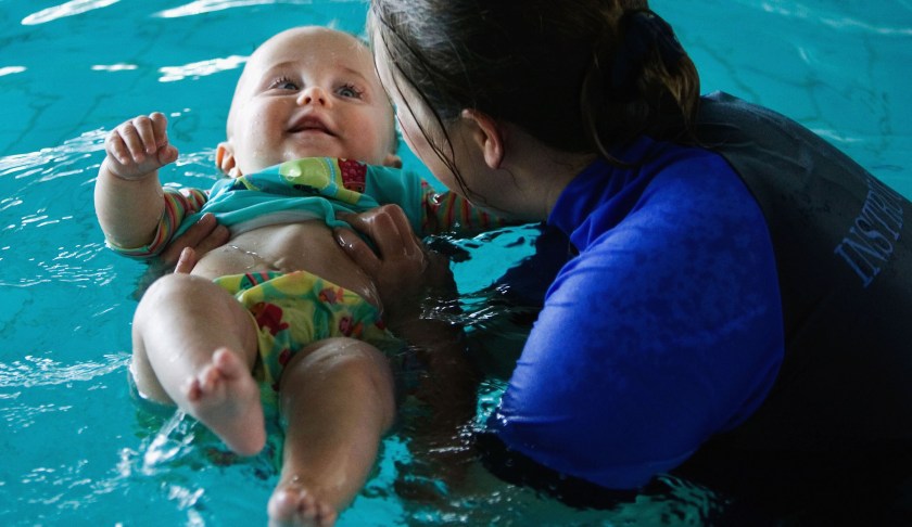 Baby learning to swim. (Credit: CBS Miami)