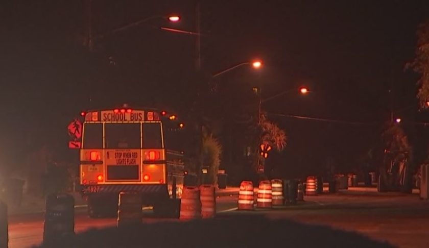 Bus travels in the dark for an early morning pickups. (Credit: WINK News)
