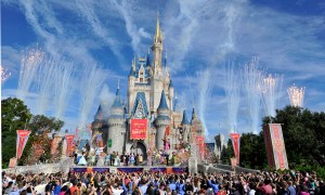 Fireworks light the sky over Cinderella Castle in Disney World. (Credit: CBS News)