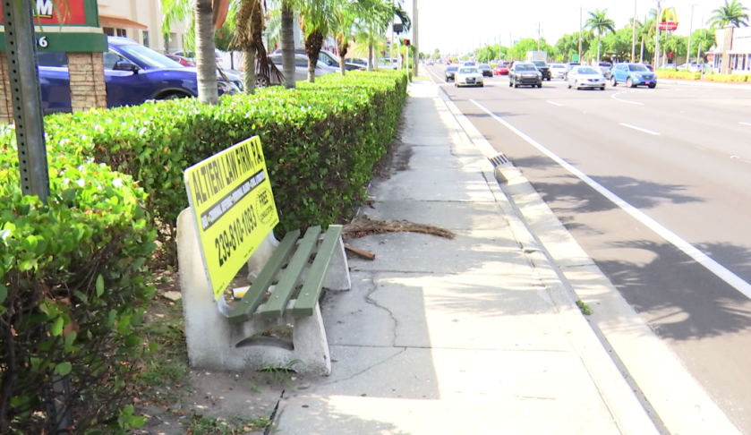 Bench where the suspect was touching himself. (Credit: WINK News)