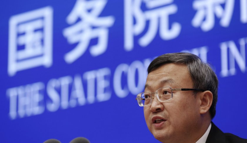 Chinese Vice Minister of Commerce Wang Shouwen speaks during a press conference about China-U.S. Trade issues at the State Council Information Office in Beijing, Sunday, June 2, 2019. China issued a report blaming the United States for a trade dispute and says it won't back down on "major issues of principle." (AP Photo/Andy Wong)