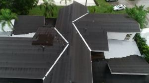 Ariel view of a home worked on by Campbell Roofing. (Credit: WINK News)