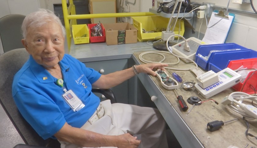 Ponciano "Poncho" Mauricio is a 101-year-old Cape Coral man who volunteers his time to fix equipment at The Cape Coral Hospital for 29, almost 30 years now. (Credit: WINK News)