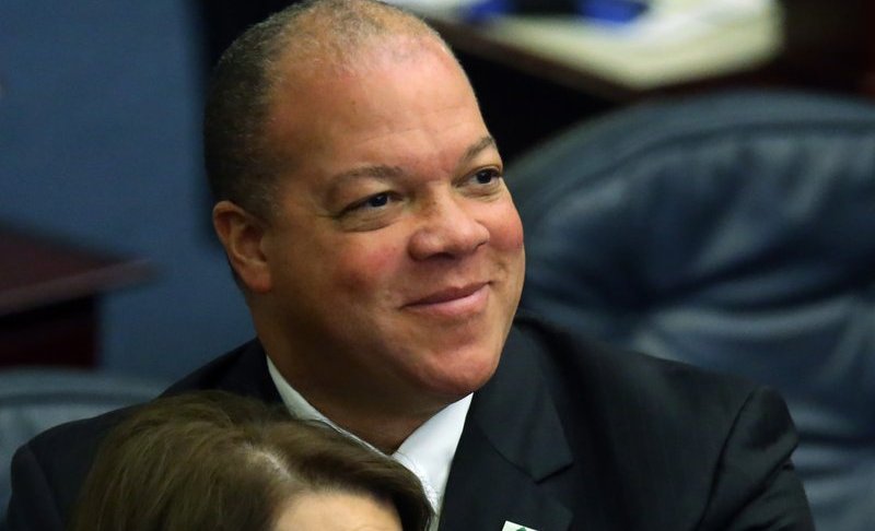 In this March 3, 2016 file photo Rep. Mike Hill, R-Pensacola Beach, smiles during a House session in Tallahassee, Fla. Hill is being admonished, Monday, June 3, 2019, by his own party for his response to a suggestion that gay people be put to death. He had an exchange with constituents during a meeting at Pensacola City Hall last month in which one man said the Bible’s 1 Corinthians calls for a man having an affair with another man to be put to death. (AP Photo/Steve Cannon)