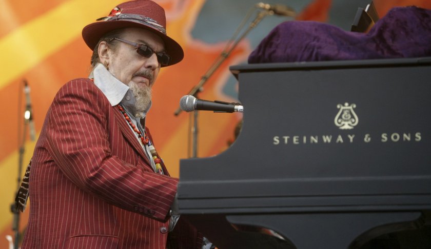 FILE - In this April 26, 2008 file photo, Dr. John performs during the 2008 New Orleans Jazz & Heritage Festival in New Orleans. The family of the Louisiana-born musician known as Dr. John says the celebrated singer and piano player who blended black and white musical influence with a hoodoo-infused stage persona and gravelly bayou drawl, has died. He was 77. A family statement released by his publicist says Dr. John, who was born Mac Rebennack, died early Thursday of a heart attack. (AP Photo/Dave Martin, File)