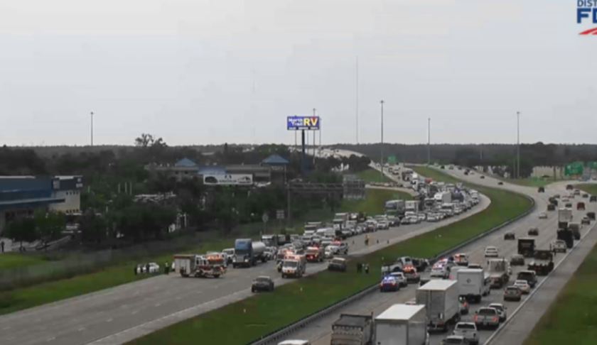 Interstate 75 vehicle rollover causing delays. (Credit: FDOT)
