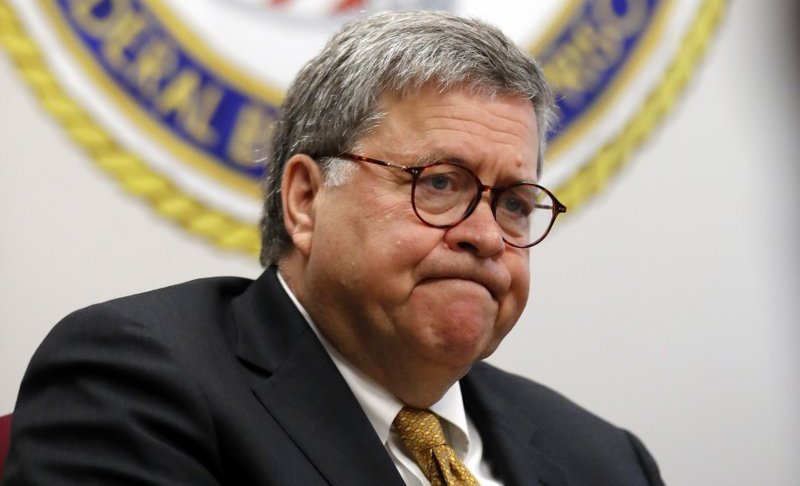 FILE - In this July 8, 2019 file photo, Attorney General William Barr speaks during a tour of a federal prison in Edgefield, S.C. The Justice Department says it will carry out executions of federal death row inmates for the first time since 2003. The announcement Thursday says five inmates will be executed starting in December. (AP Photo/John Bazemore)